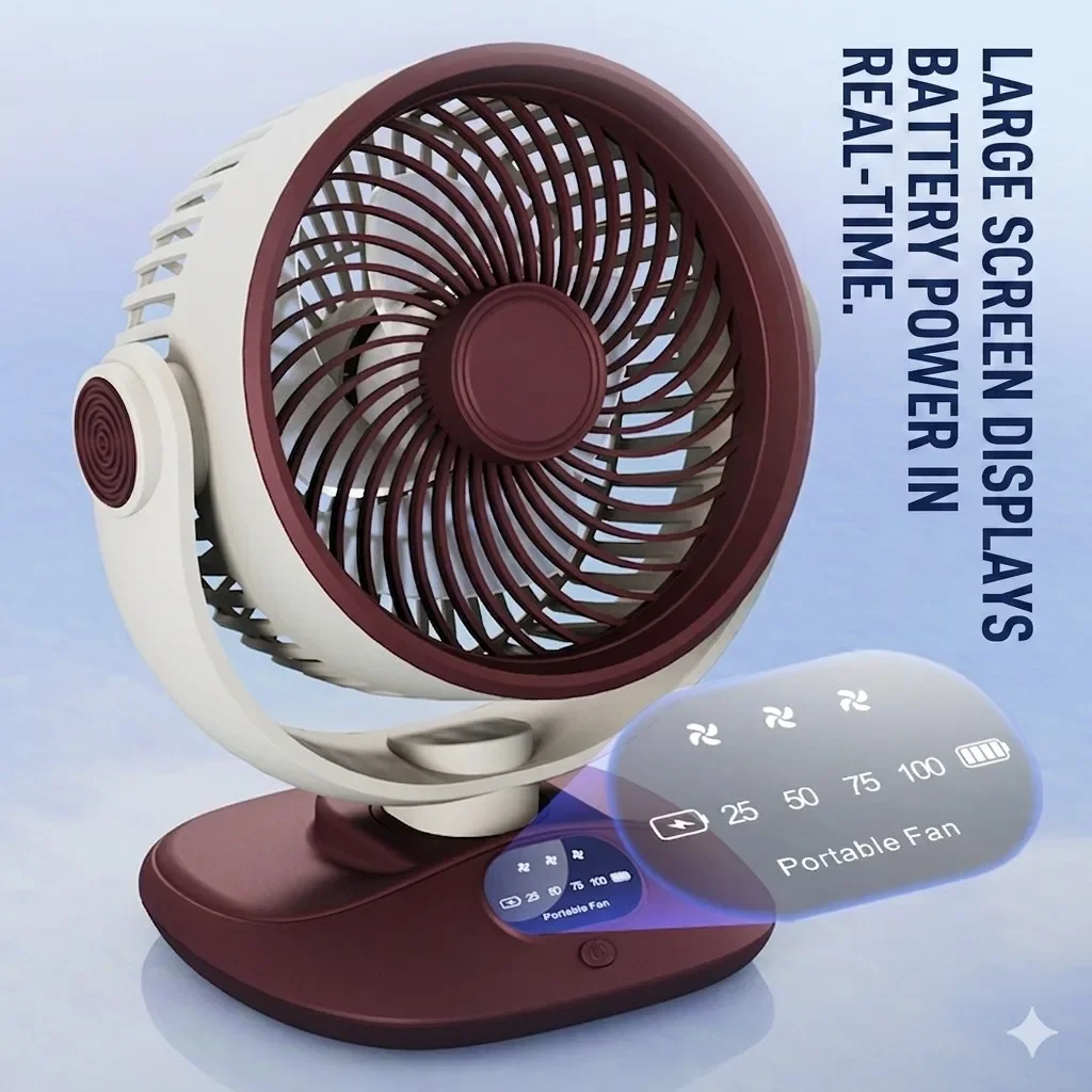 Desktop Fan Rechargeable Turbo - مراجعة Outdoor Camping Misting Fan وسعره
