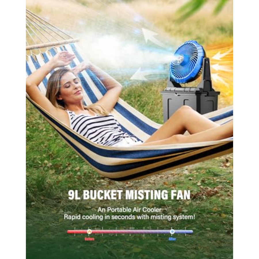 9L 10 Portable Misting Fan for - مراجعة Outdoor Camping Misting Fan وسعره