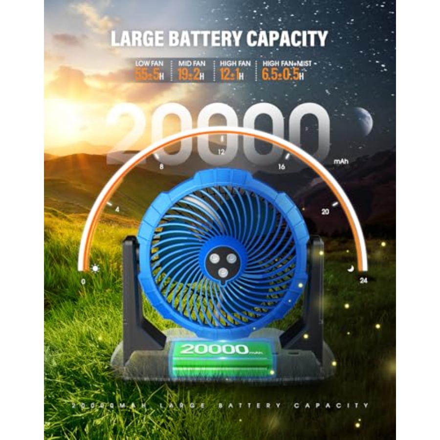 9L 10 Portable Misting Fan for - مراجعة Outdoor Camping Misting Fan وسعره